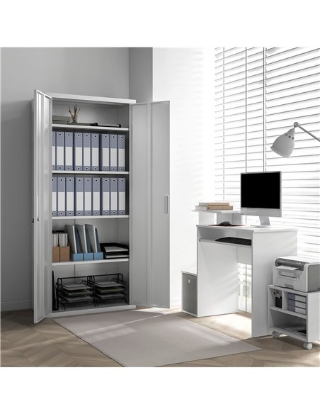 HOMCOM Five Shelf Lockable Steel Office Cabinet - White 924-084V00WT - pic 111580 | FastDaddyshop