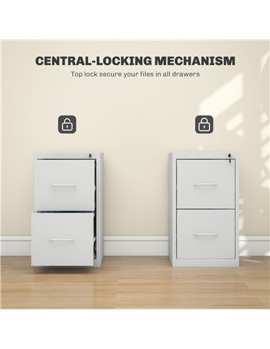 HOMCOM Two-Drawer Modern Steel Filing Cabinet - Cream 924-083V00WT