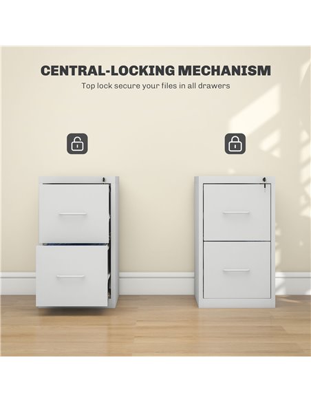 HOMCOM Two-Drawer Modern Steel Filing Cabinet - Cream 924-083V00WT - pic 111585 | FastDaddyshop