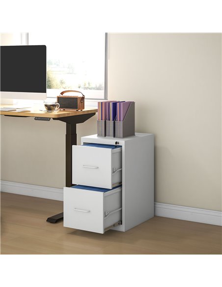 HOMCOM Two-Drawer Modern Steel Filing Cabinet - Cream 924-083V00WT - pic 111586 | FastDaddyshop