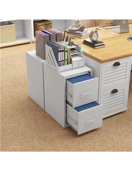 HOMCOM Two-Drawer Modern Steel Filing Cabinet - Cream 924-083V00WT - pic 111587 | FastDaddyshop