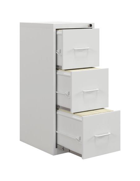 HOMCOM Three-Drawer Modern Steel Filing Cabinet - Cream 924-083V01WT - pic 111590 | FastDaddyshop