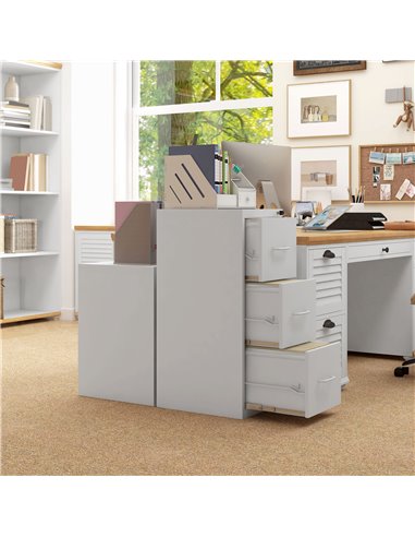 HOMCOM Three-Drawer Modern Steel Filing Cabinet - Cream 924-083V01WT