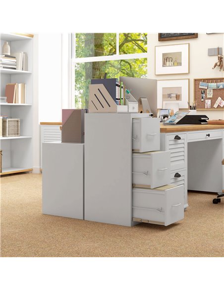HOMCOM Three-Drawer Modern Steel Filing Cabinet - Cream 924-083V01WT - pic 111596 | FastDaddyshop