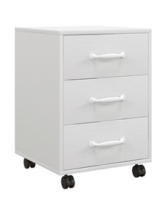 HOMCOM 3 Drawer File Cabinet, Mobile Filing Cabinet on Wheels for Home Office, Study, White 924-029V00WT