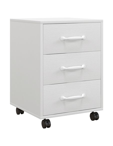 HOMCOM 3 Drawer File Cabinet, Mobile Filing Cabinet on Wheels for Home Office, Study, White 924-029V00WT - pic 111599 | FastDaddyshop