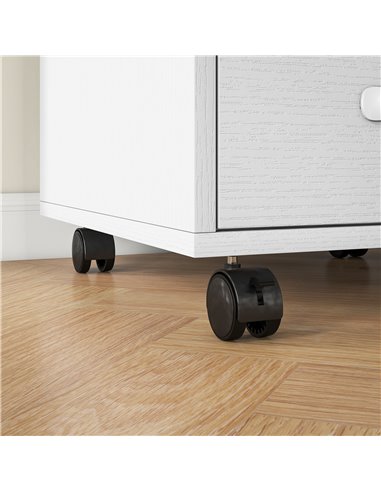 HOMCOM 3 Drawer File Cabinet, Mobile Filing Cabinet on Wheels for Home Office, Study, White 924-029V00WT