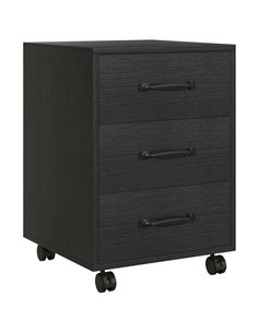 HOMCOM 3 Drawer File Cabinet, Mobile Filing Cabinet on Wheels for Home Office, Study, Black 924-029V00BK