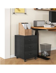 HOMCOM 3 Drawer File Cabinet, Mobile Filing Cabinet on Wheels for Home Office, Study, Black 924-029V00BK 2