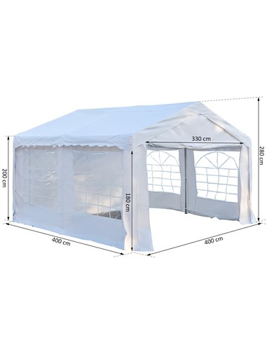 Outsunny Gazebo Marquee Party Tent, Steel Frame, 4x4 m-White