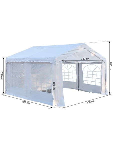 Outsunny Gazebo Marquee Party Tent, Steel Frame, 4x4 m-White - pic 11162 | FastDaddyshop