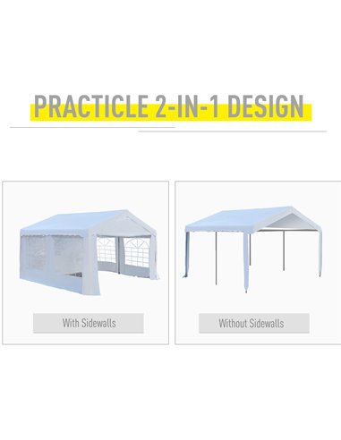 Outsunny Gazebo Marquee Party Tent, Steel Frame, 4x4 m-White