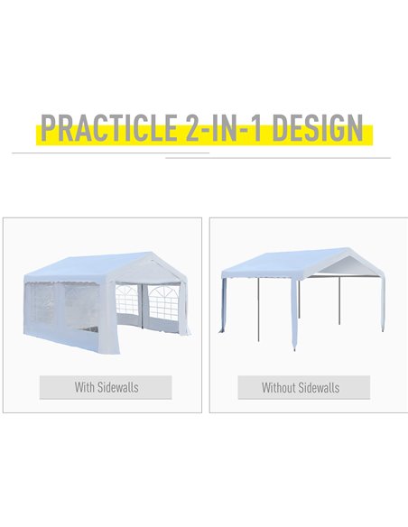 Outsunny Gazebo Marquee Party Tent, Steel Frame, 4x4 m-White - pic 11163 | FastDaddyshop
