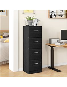 HOMCOM Four-Drawer Lockable Filing Cabinet - Black Wood Effect 924-086V80BK 2