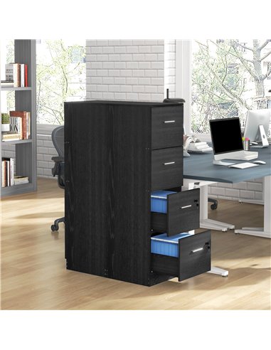 HOMCOM Four-Drawer Lockable Filing Cabinet - Black Wood Effect 924-086V80BK