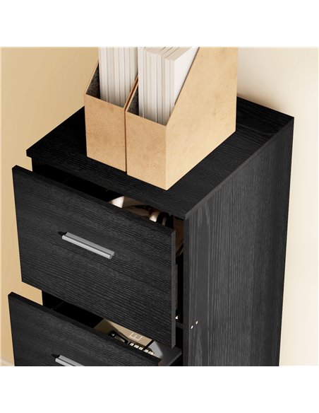 HOMCOM Four-Drawer Lockable Filing Cabinet - Black Wood Effect 924-086V80BK - pic 111642 | FastDaddyshop