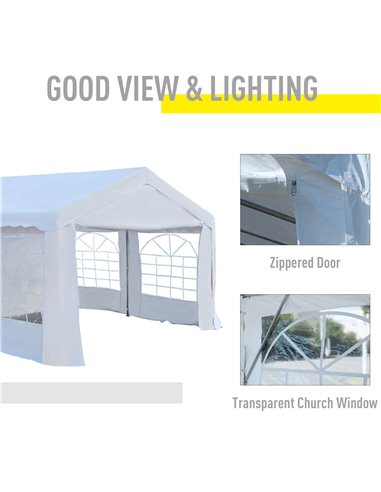 Outsunny Gazebo Marquee Party Tent, Steel Frame, 4x4 m-White
