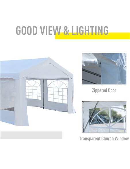 Outsunny Gazebo Marquee Party Tent, Steel Frame, 4x4 m-White - pic 11165 | FastDaddyshop