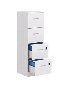 HOMCOM Four-Drawer Lockable Filing Cabinet - White Wood Effect 924-086V80WT