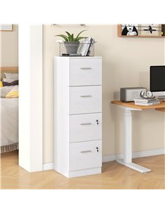HOMCOM Four-Drawer Lockable Filing Cabinet - White Wood Effect 924-086V80WT 2