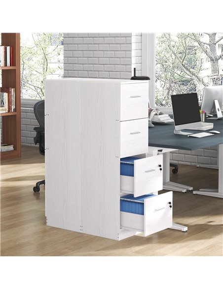 HOMCOM Four-Drawer Lockable Filing Cabinet - White Wood Effect 924-086V80WT - pic 111659 | FastDaddyshop
