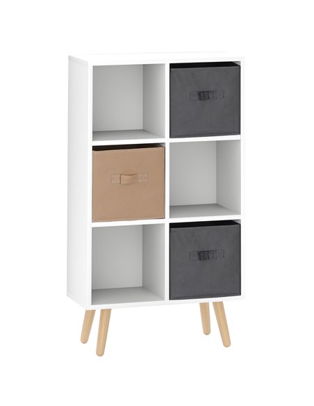 HOMCOM Freestanding 6 Cube Unit Cabinet Unit w/ 3 Fabric Drawers Handles Home Office Storage Shelves White 833-755V01WT - pic 111671 | FastDaddyshop