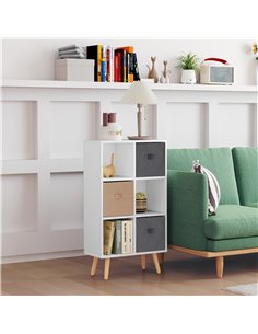 HOMCOM Freestanding 6 Cube Unit Cabinet Unit w/ 3 Fabric Drawers Handles Home Office Storage Shelves White 833-755V01WT 2