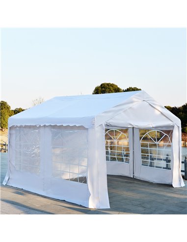 Outsunny Gazebo Marquee Party Tent, Steel Frame, 4x4 m-White
