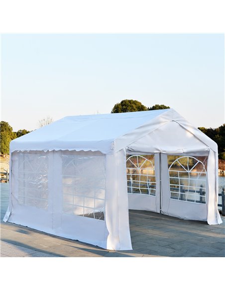 Outsunny Gazebo Marquee Party Tent, Steel Frame, 4x4 m-White - pic 11168 | FastDaddyshop