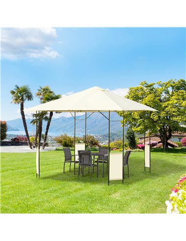 Outsunny 3 x 3 Meters Patio Garden Metal Gazebo Marquee Steel Frame with Canopy Awning Tent Water Resistant Cream