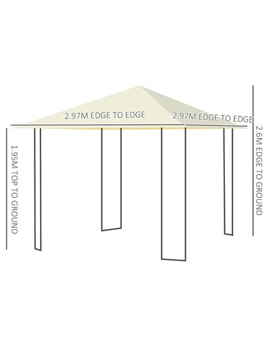 Outsunny 3 x 3 Meters Patio Garden Metal Gazebo Marquee Steel Frame with Canopy Awning Tent Water Resistant Cream