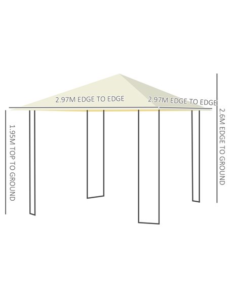 Outsunny 3 x 3 Meters Patio Garden Metal Gazebo Marquee Steel Frame with Canopy Awning Tent Water Resistant Cream - pic 11170 | FastDaddyshop