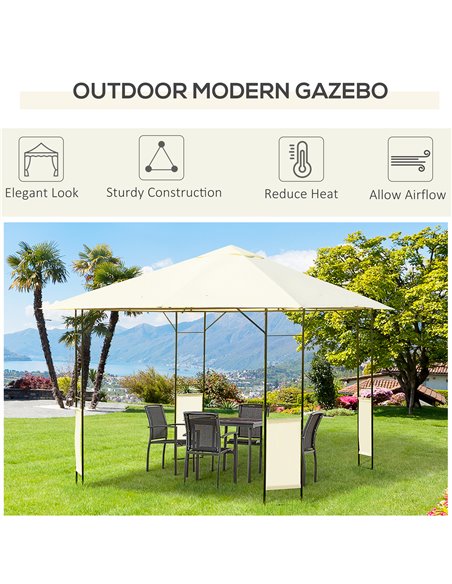 Outsunny 3 x 3 Meters Patio Garden Metal Gazebo Marquee Steel Frame with Canopy Awning Tent Water Resistant Cream - pic 11171 | FastDaddyshop
