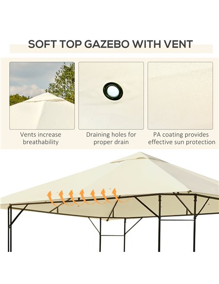 Outsunny 3 x 3 Meters Patio Garden Metal Gazebo Marquee Steel Frame with Canopy Awning Tent Water Resistant Cream - pic 11172 | FastDaddyshop
