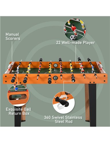 HOMCOM Football Table Heavy Duty  84.5cm for Arcades, Pub, Game Room, 8 Rods, 2 Foosballs A70-052