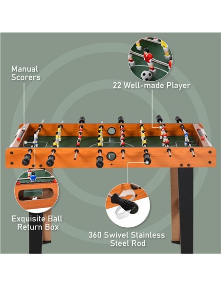 HOMCOM Football Table Heavy Duty  84.5cm for Arcades, Pub, Game Room, 8 Rods, 2 Foosballs A70-052 - pic 111728 | FastDaddyshop
