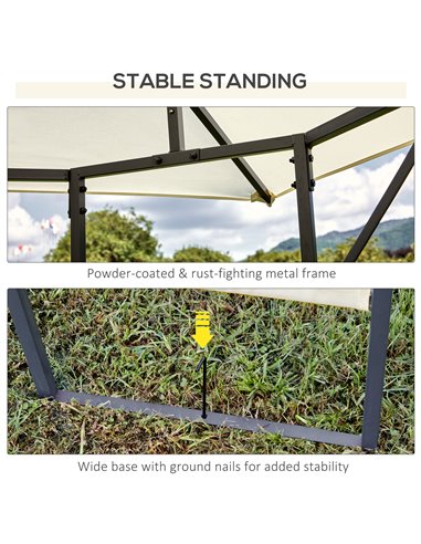 Outsunny 3 x 3 Meters Patio Garden Metal Gazebo Marquee Steel Frame with Canopy Awning Tent Water Resistant Cream