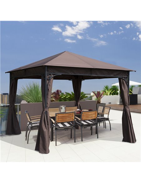 Outsunny 3x3 m Gazebo Pavilion-Coffee - pic 11177 | FastDaddyshop