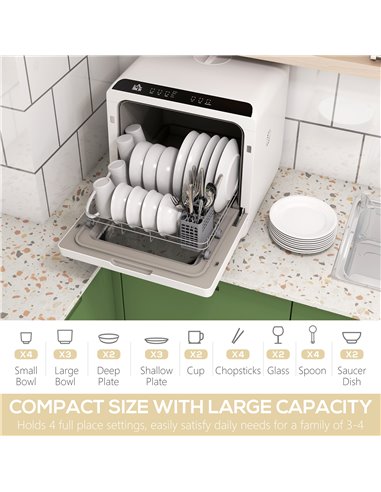 HOMCOM Multi-Program 6L Tabletop Dishwasher 800-190V70WT