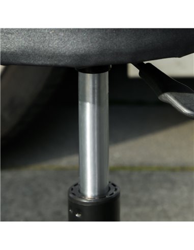 HOMCOM Workshop Stool, Pneumatic Adjustable Mechanic Stool, with Tool Tray, Wheels - Black C20-053V00BK