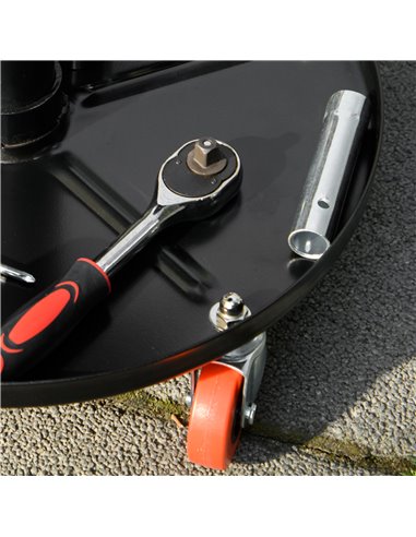 HOMCOM Workshop Stool, Pneumatic Adjustable Mechanic Stool, with Tool Tray, Wheels - Black C20-053V00BK