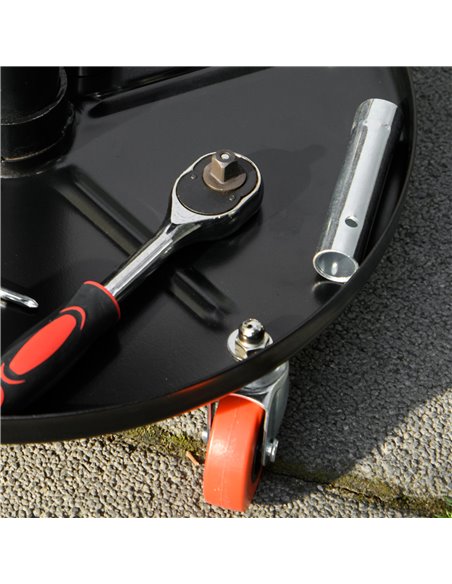 HOMCOM Workshop Stool, Pneumatic Adjustable Mechanic Stool, with Tool Tray, Wheels - Black C20-053V00BK - pic 111832 | FastDaddyshop