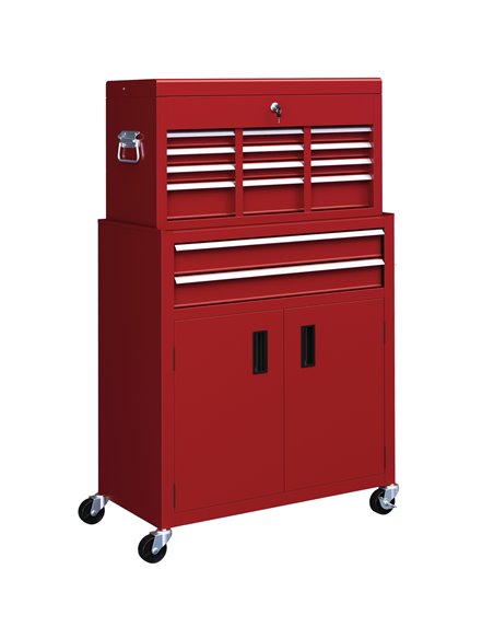 HOMCOM Portable Tool Box, Metal Tool Chest on Wheels with 6 Drawers for Garage and Workshop, Red B20-109V00RD - pic 111842 | FastDaddyshop