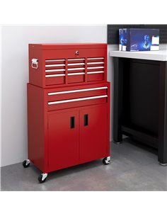 HOMCOM Portable Tool Box, Metal Tool Chest on Wheels with 6 Drawers for Garage and Workshop, Red B20-109V00RD 2