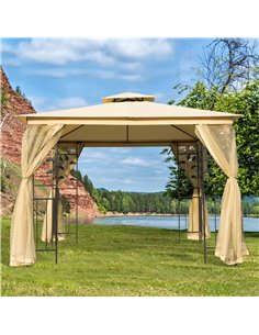 Outsunny 3x3 m Double Top Gazebo, Beige 2