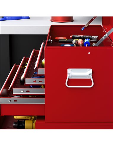 HOMCOM Portable Tool Box, Metal Tool Chest on Wheels with 6 Drawers for Garage and Workshop, Red B20-109V00RD