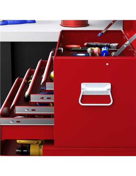 HOMCOM Portable Tool Box, Metal Tool Chest on Wheels with 6 Drawers for Garage and Workshop, Red B20-109V00RD - pic 111850 | FastDaddyshop
