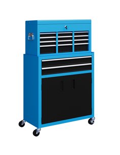 HOMCOM Portable Tool Box, Metal Tool Chest on Wheels with 6 Drawers for Garage and Workshop, Blue B20-109V00BU