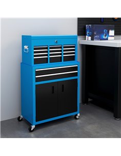 HOMCOM Portable Tool Box, Metal Tool Chest on Wheels with 6 Drawers for Garage and Workshop, Blue B20-109V00BU 2