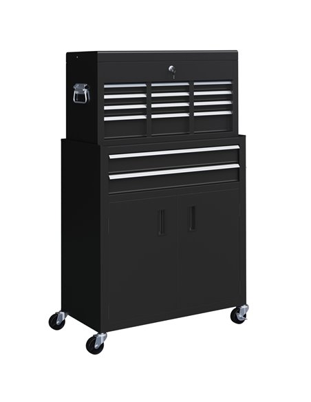 HOMCOM Portable Tool Box, Metal Tool Chest on Wheels with 6 Drawers for Garage and Workshop, Black B20-109V00BK - pic 111860 | FastDaddyshop